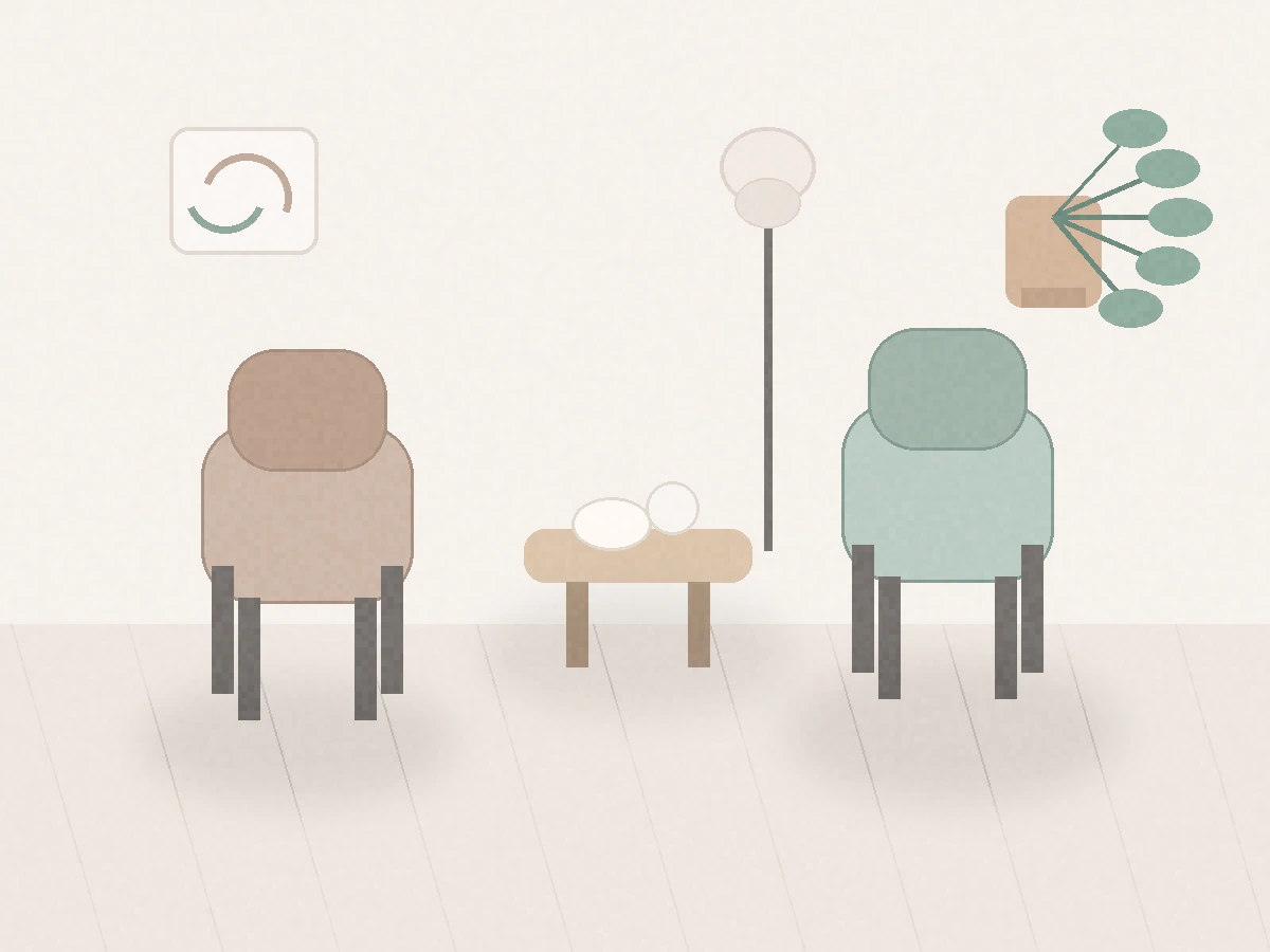 Consultorio cálido preparado para sesión presencial